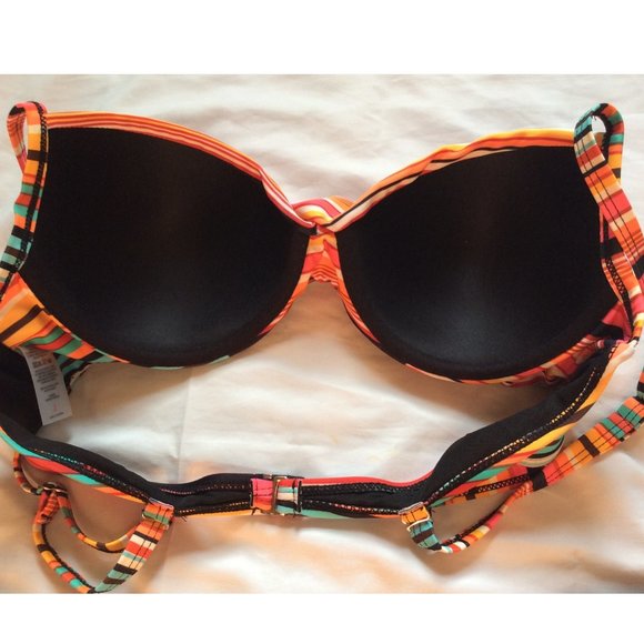 Multi-striped Wrap Push Up Top 2 Piece Bikini Swimsuit L *NWOT* - Picture 4 of 4